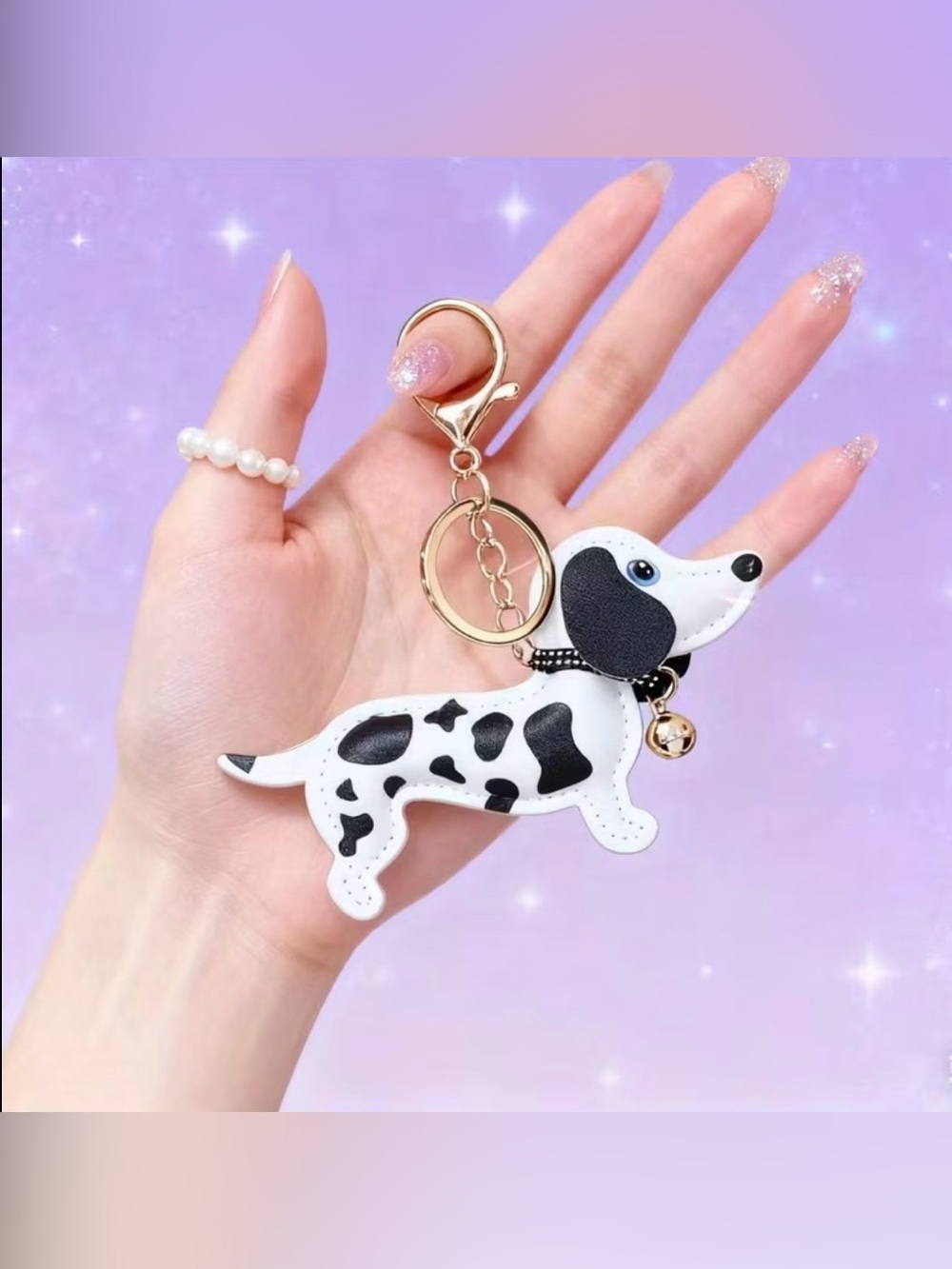 New Faux Leather Dachshund Keychain Bag Car Keychain NIP